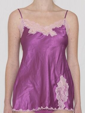 Y2k victoria's secret slip dress purple lace trim size small polyester